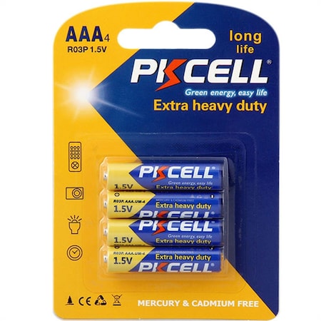 Pkcell 1.5V Heavy Duty AA Battery, 60PK R03P-S